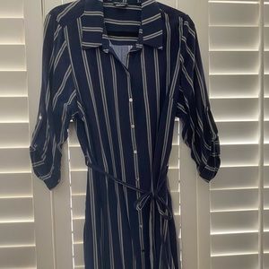 Navy striped shirt dress